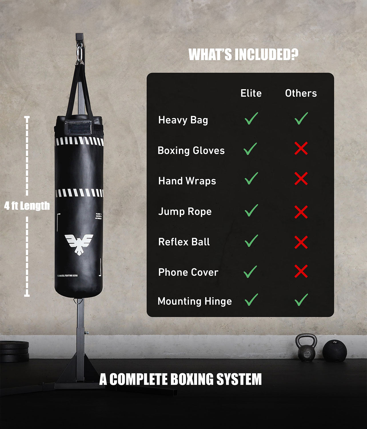 Adults 4 ft Essential Boxing Punching Bag Set