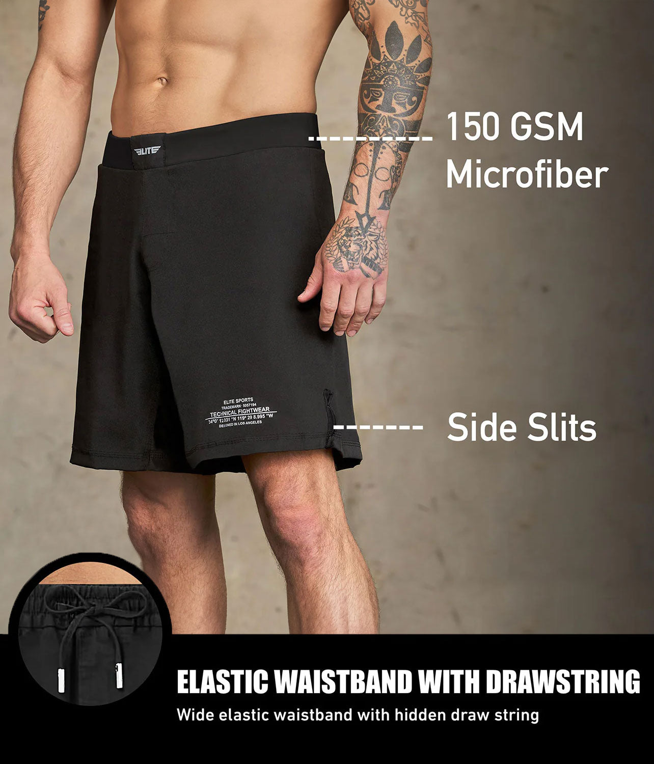 Men's Black Jack Black Brazilian Jiu Jitsu BJJ No Gi Shorts