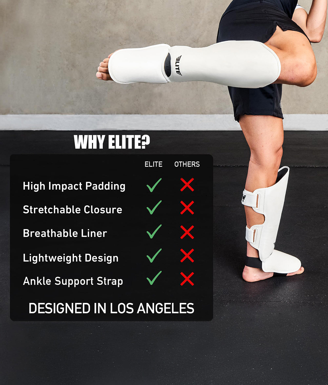 Adults' Plain White Muay Thai Shin Guards