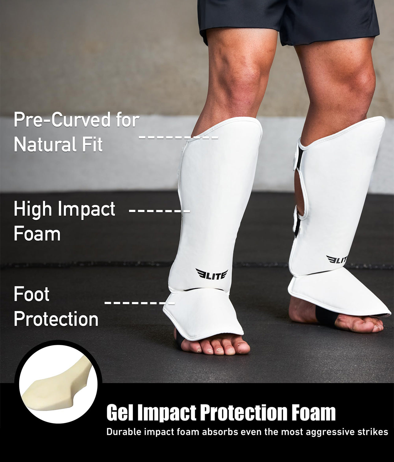 Adults' Plain White Muay Thai Shin Guards