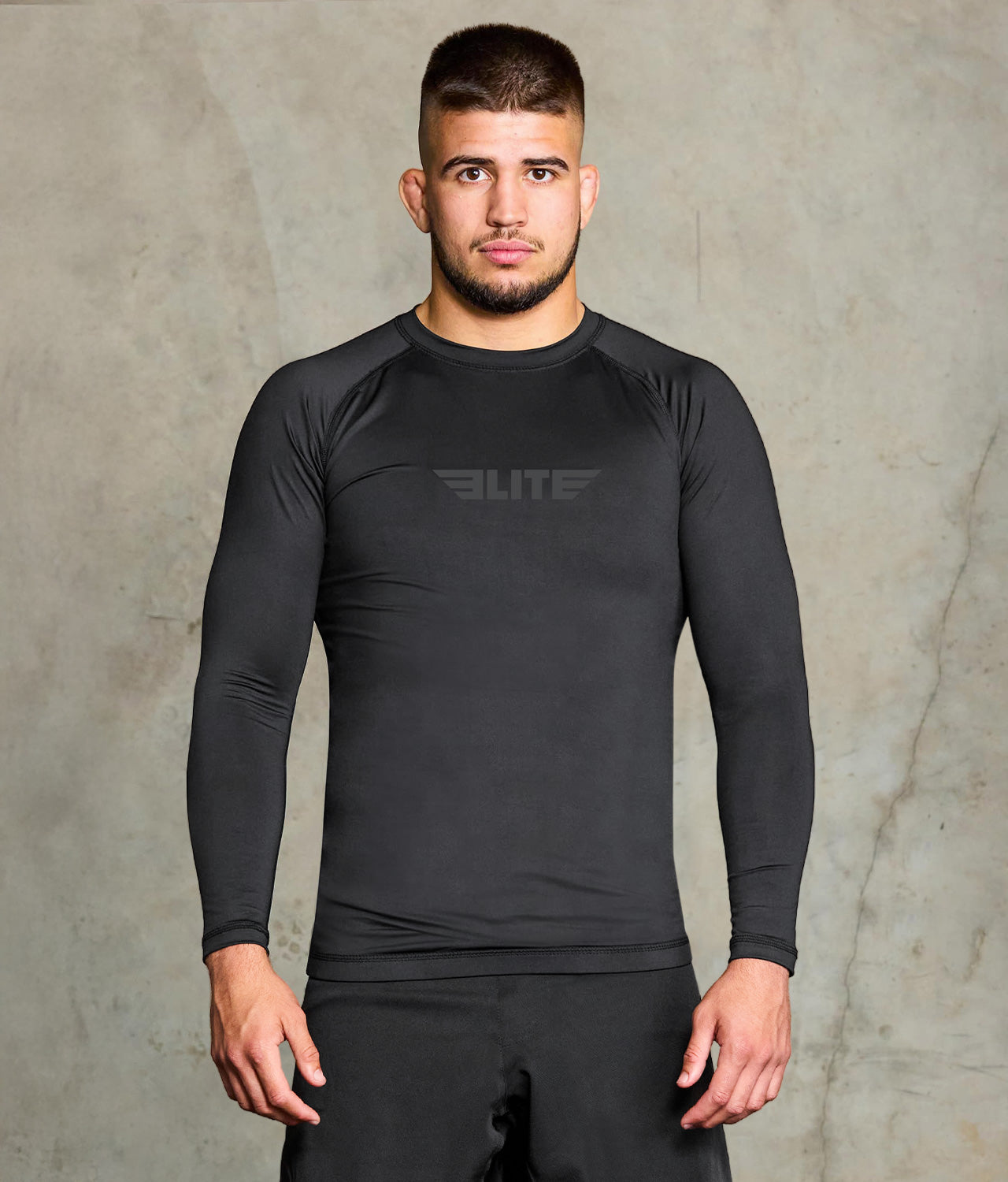 Men's Standard Black Long Sleeve Jiu Jitsu BJJ Rash Guard