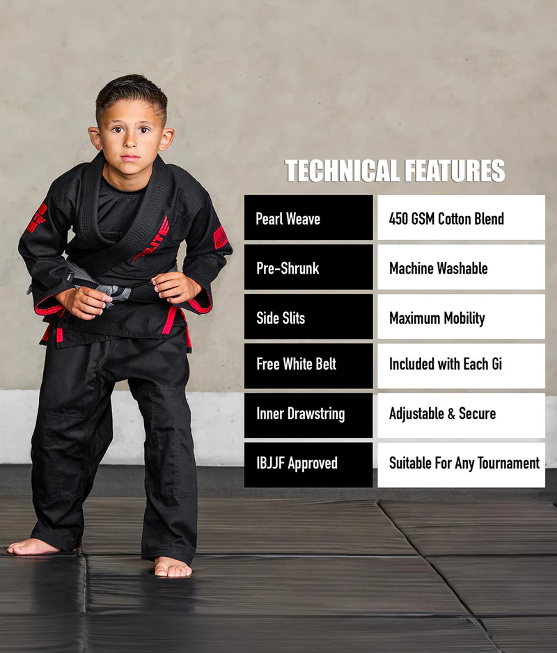 elite core black children bjj uniform technical features