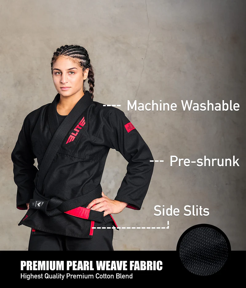 elite core black womens bjj kimono fabric