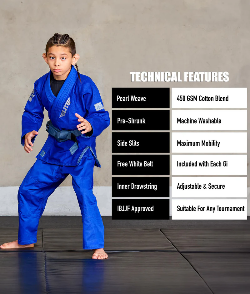 elite core blue children bjj uniform technical features