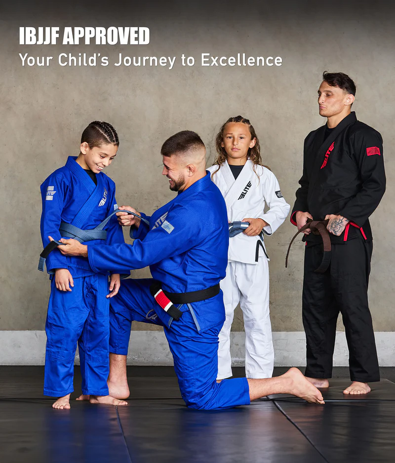 elite core blue boys ibjjf approved bjj gi