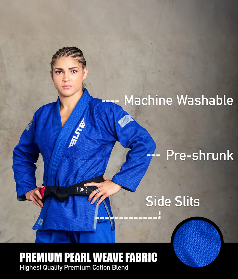 elite core blue womens bjj kimono fabric