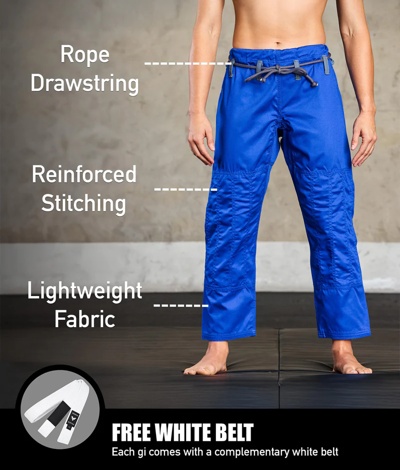 elite core blue ladies bjj gi with free blue belt