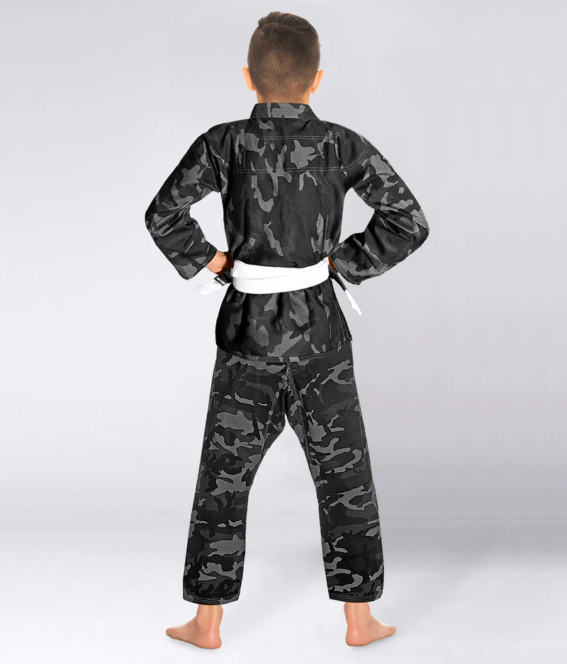 elite core gray camo youth bjj gi with free gray camo belt