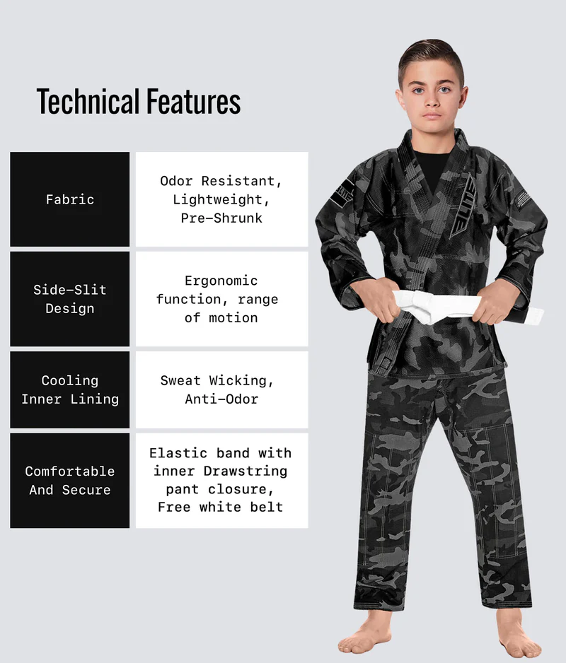 elite core white boys preshrunk bjj gi