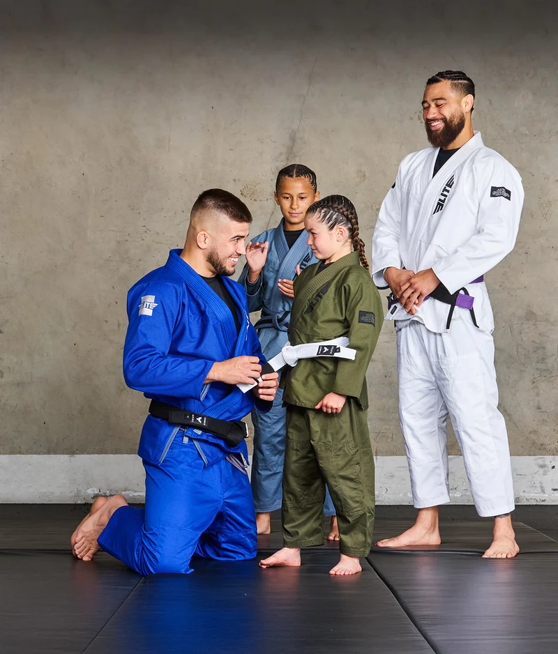 elite core green boys preshrunk bjj gi