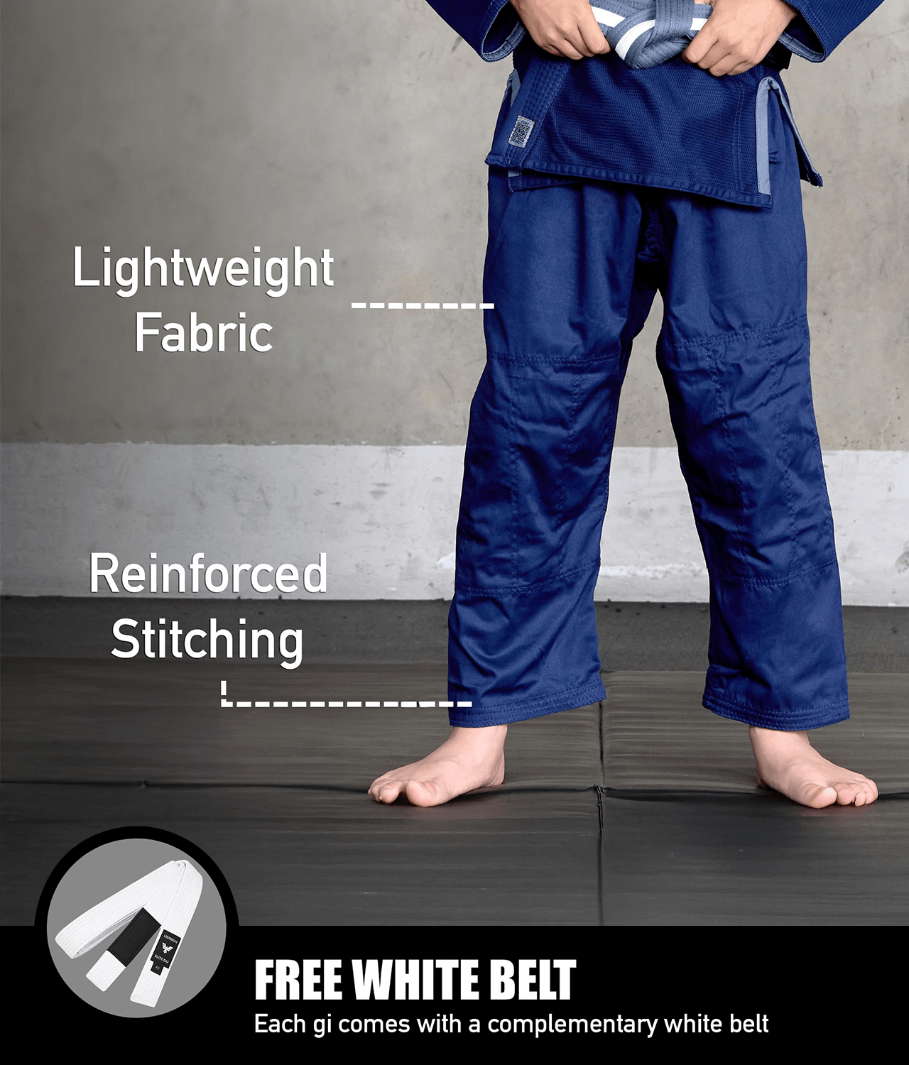 elite core navy youth bjj gi with free navy belt