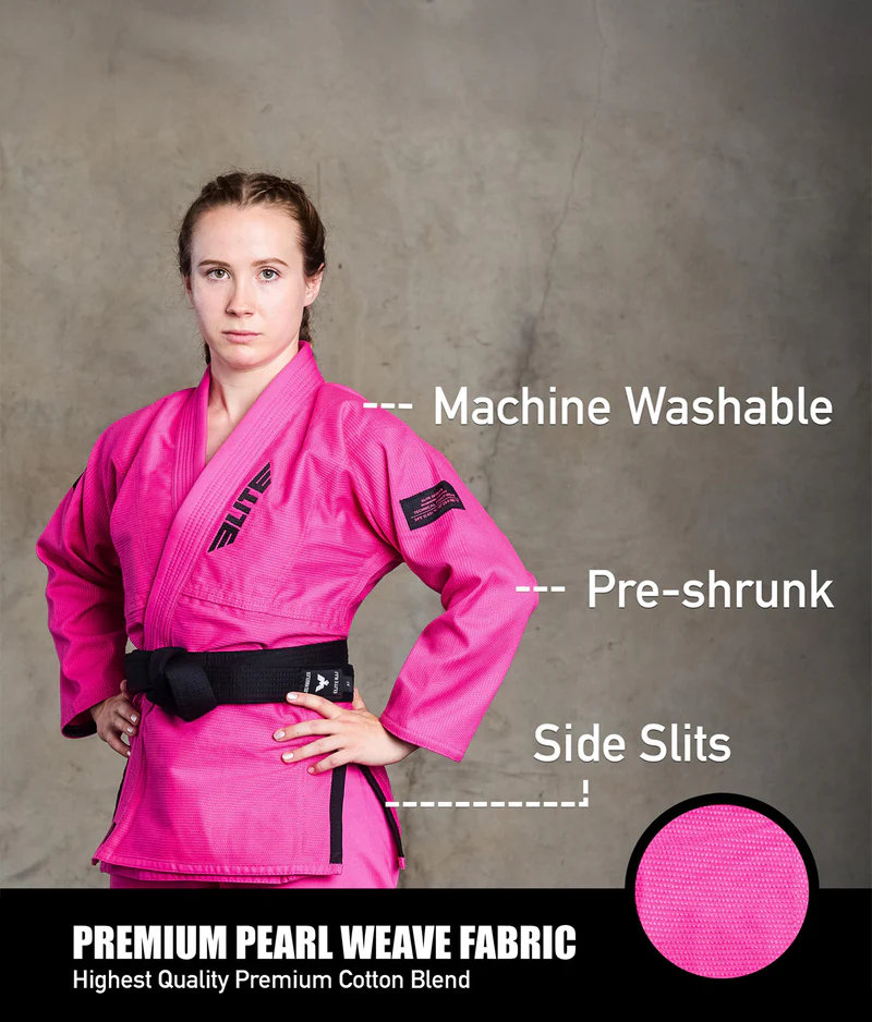 elite core pink womens bjj kimono fabric