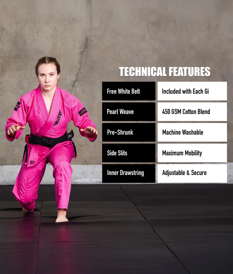 elite core pink females bjj uniform technical features