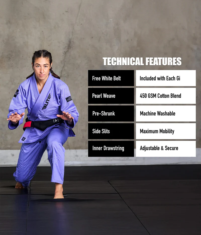 elite core purple females bjj uniform technical features