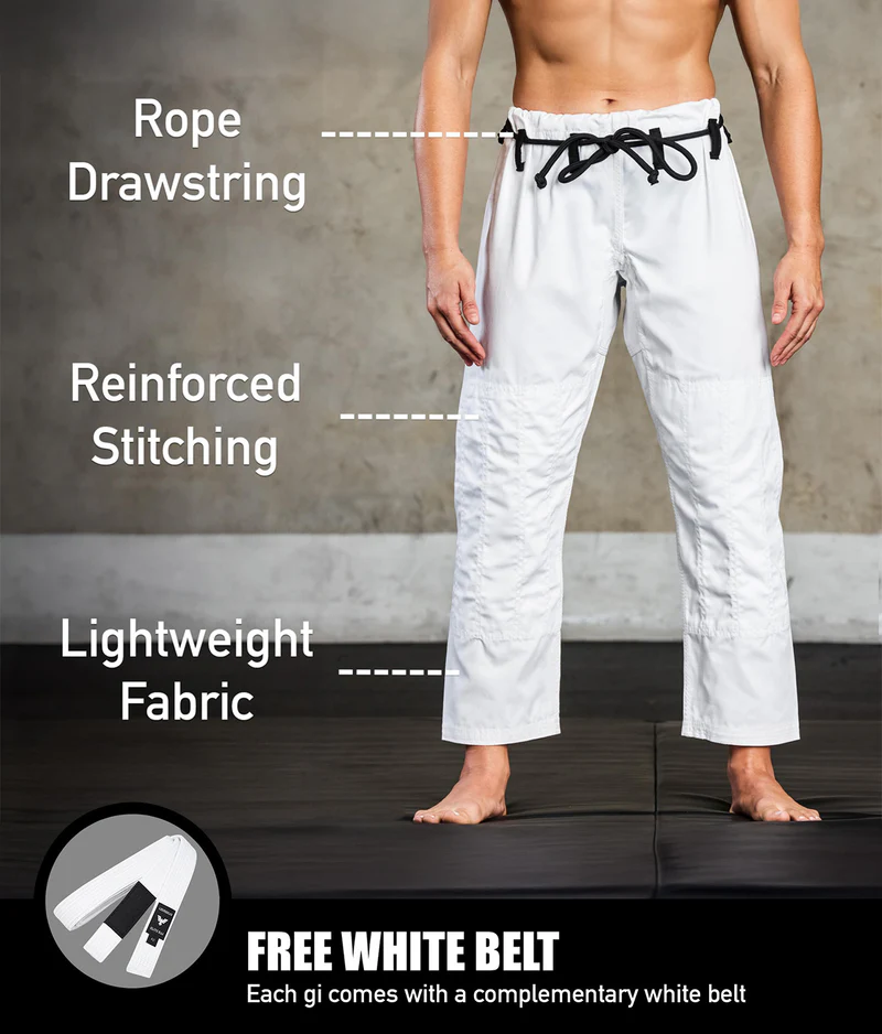 elite core white ladies bjj gi with free white belt