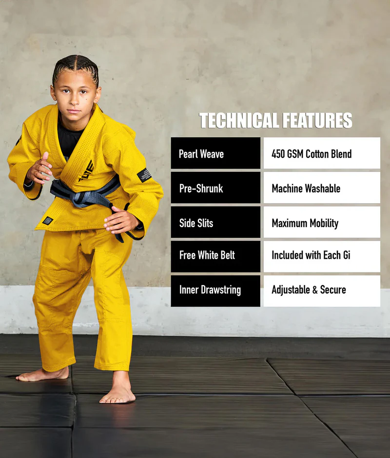 elite core yellow children bjj uniform technical features