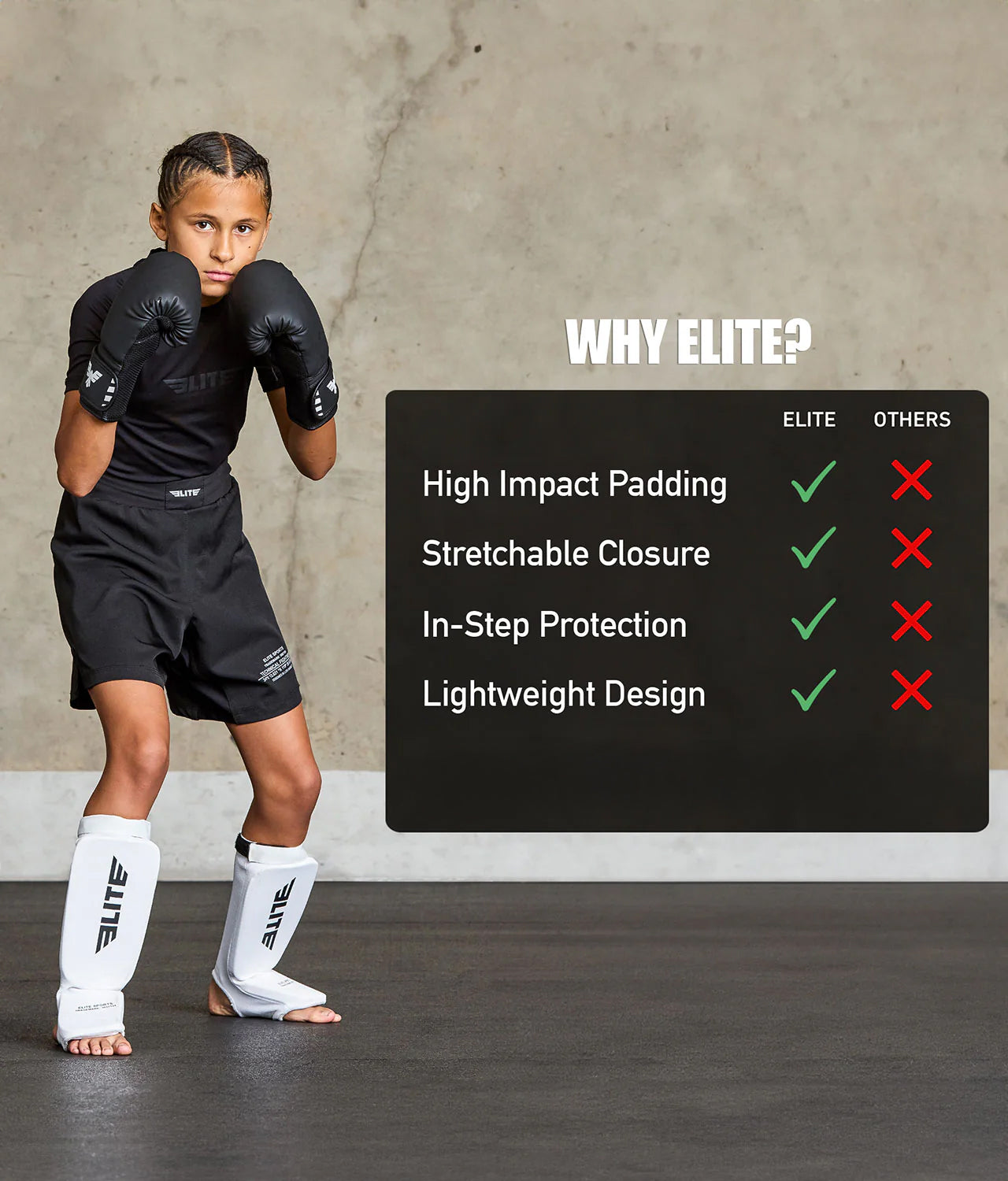 Kids' Standard White MMA Shin Guards