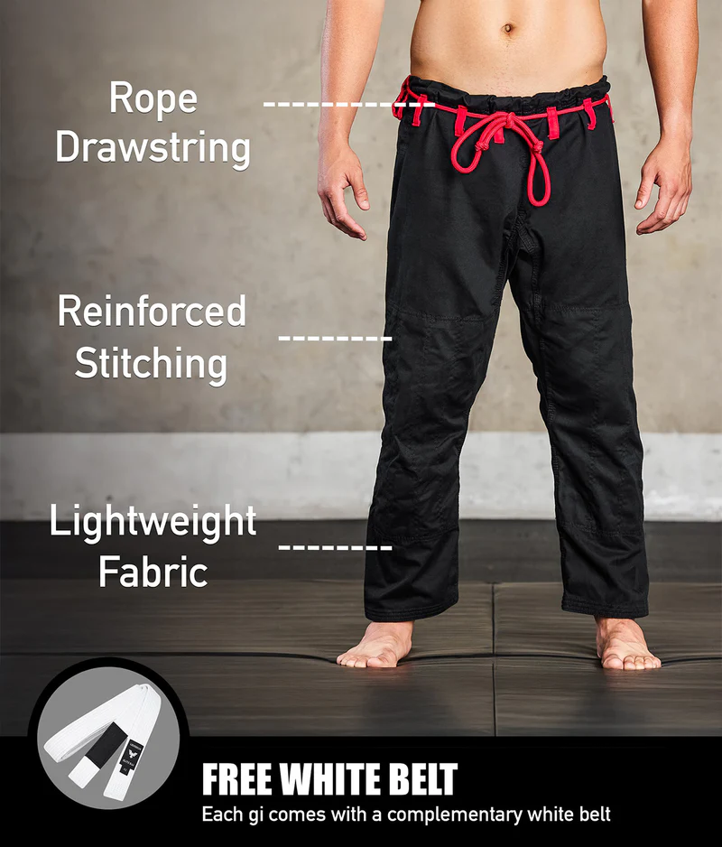 elite core black mens bjj gi with free black belt