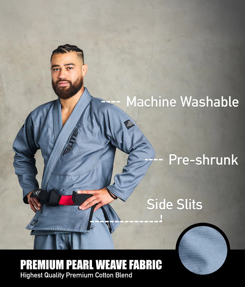 elite core gray mens bjj kimono fabric