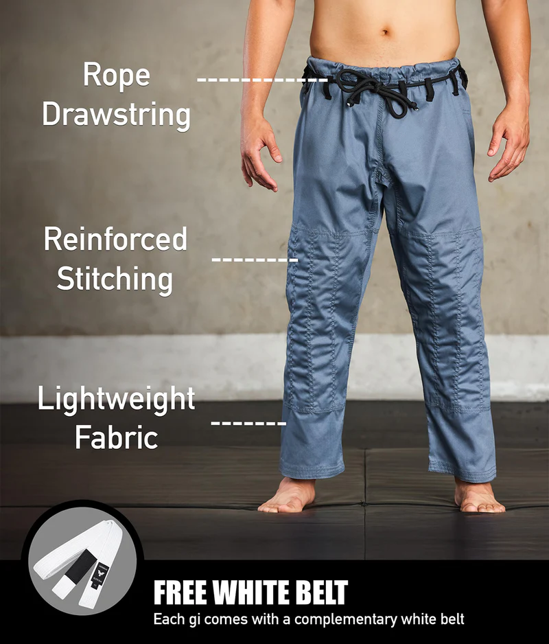 elite core gray mens bjj gi with free gray belt