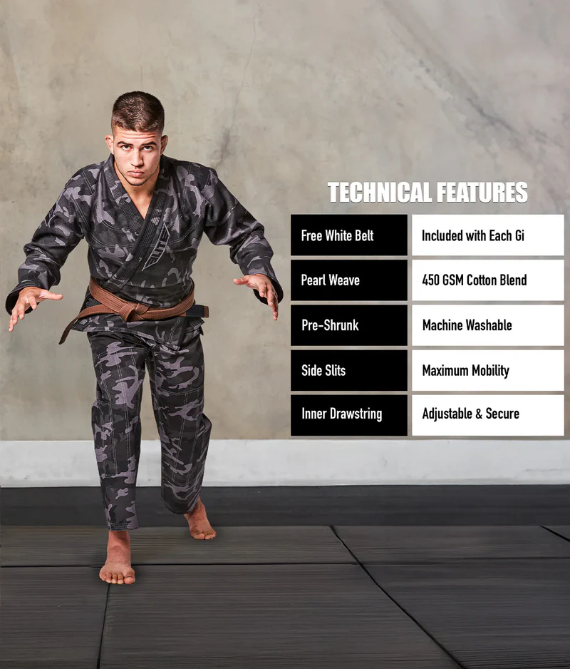 elite core gray camo mens bjj uniform technical features