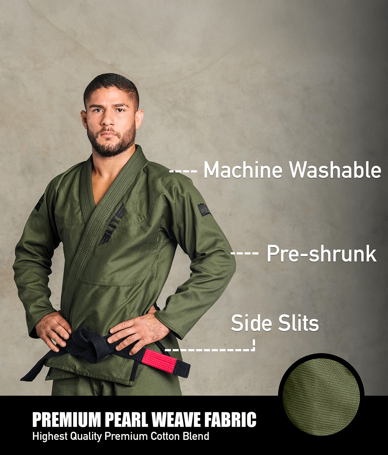 elite core green mens bjj kimono fabric