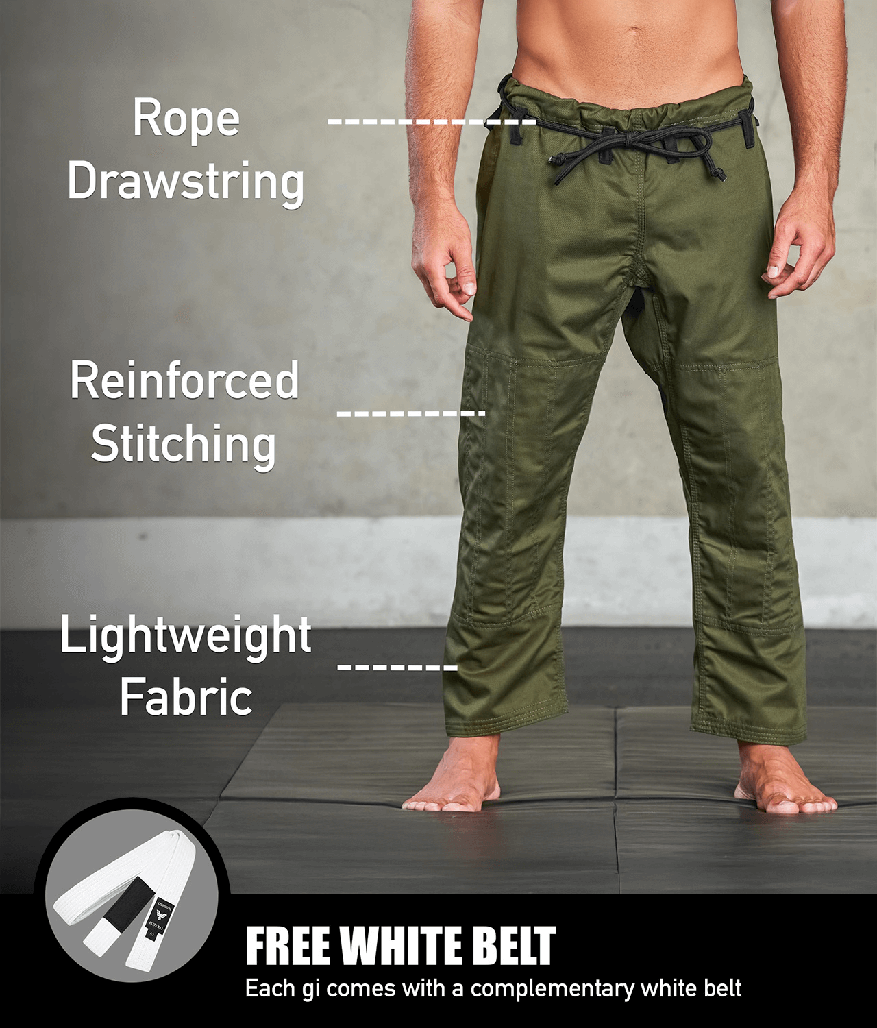 elite core green mens bjj gi with free green belt