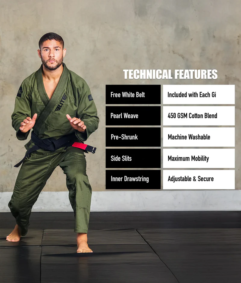 elite core green mens bjj uniform technical features