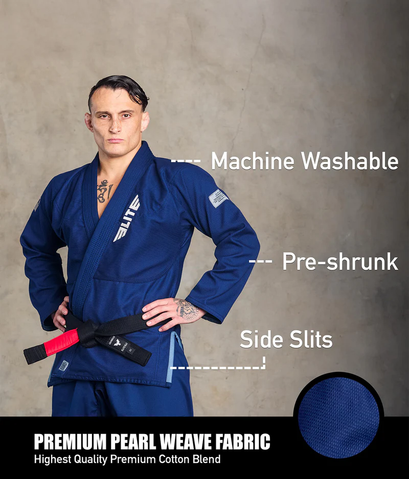 elite core navy mens bjj kimono fabric