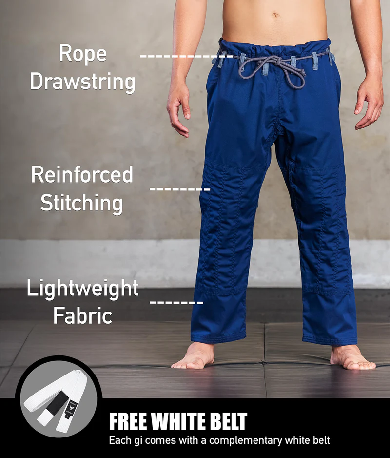 elite core navy mens bjj gi with free navy belt