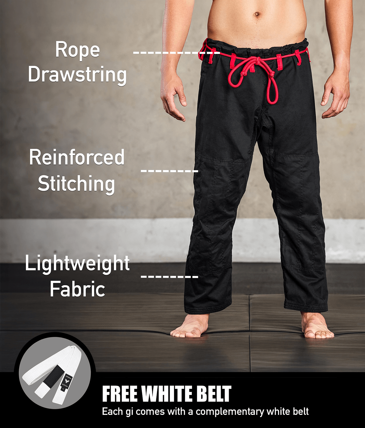 elite essential black mens jiu jitsu gi with free black belt