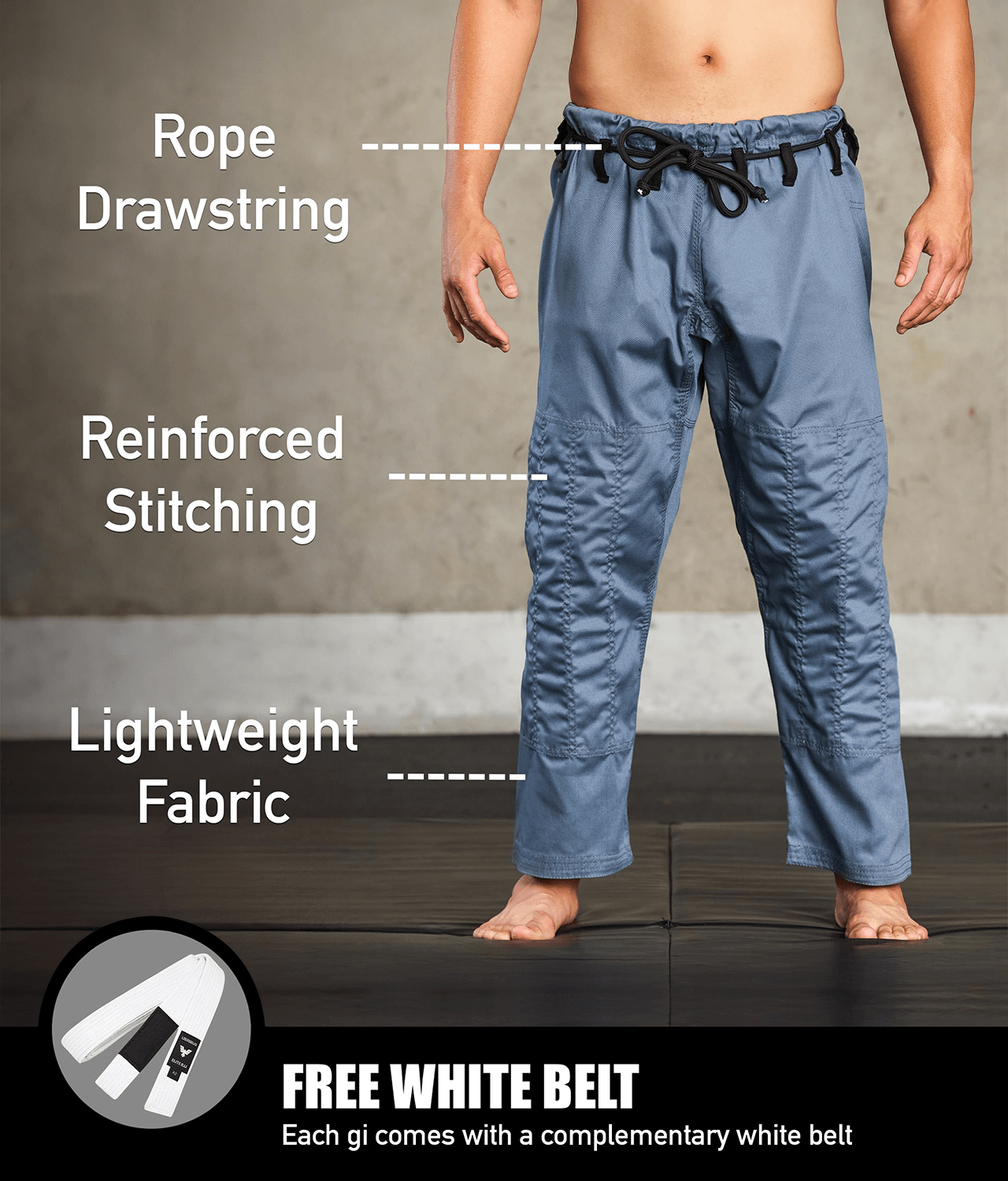 elite essential gray mens jiu jitsu gi with free gray belt