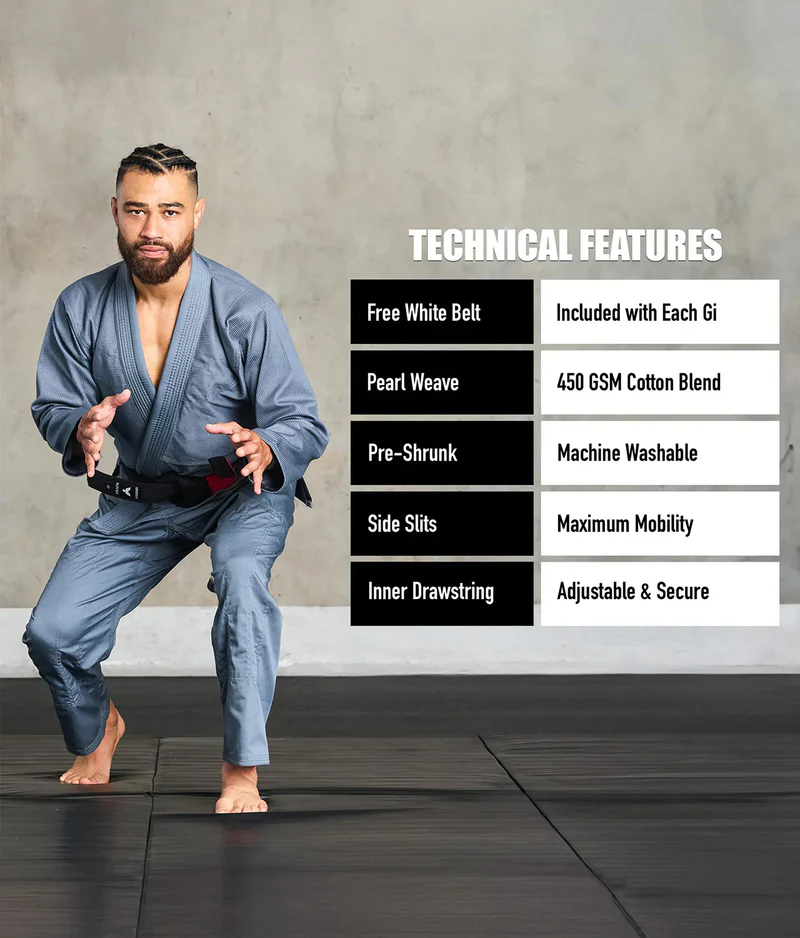 elite core gray mens jiu jitsu uniform technical features