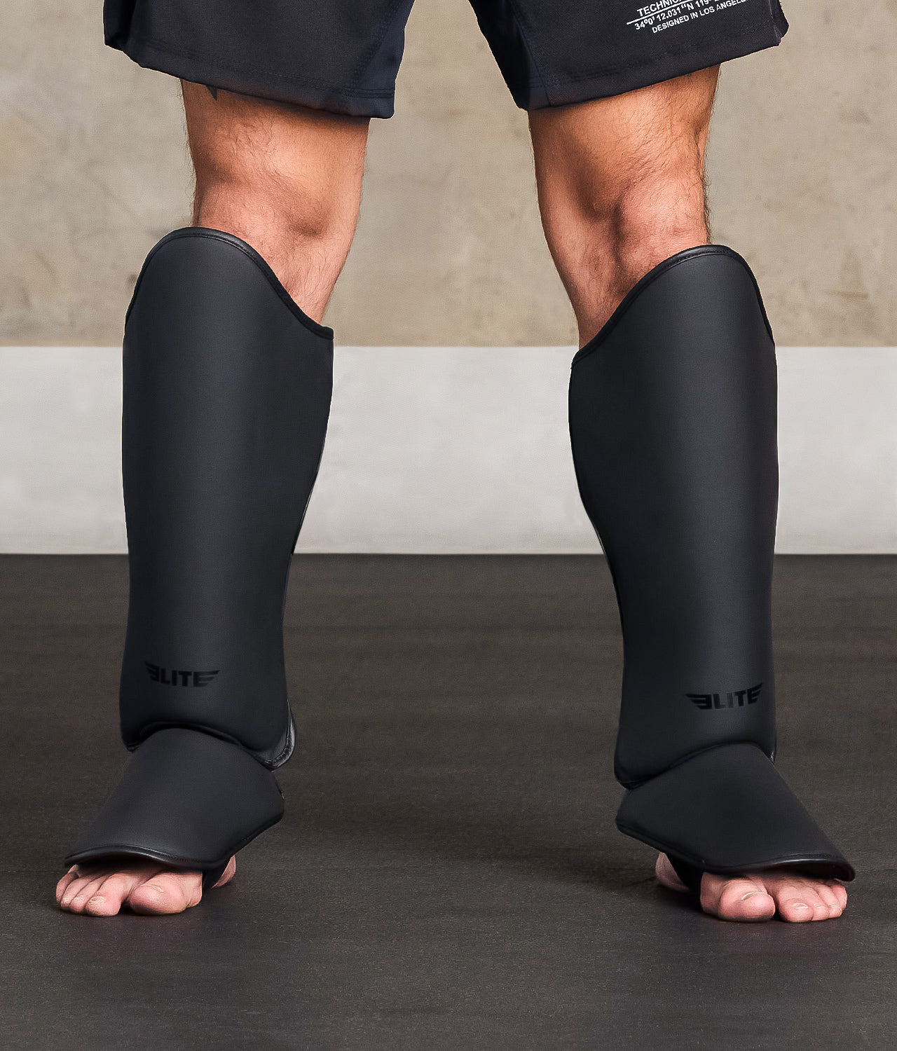 Adults' Plain Black Muay Thai Shin Guards