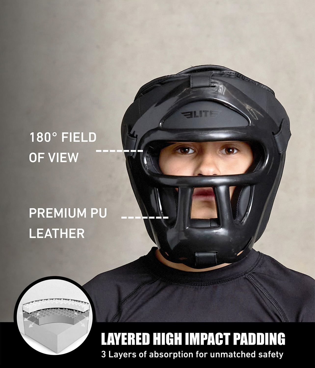 Kids' Black MMA Safety Headgear