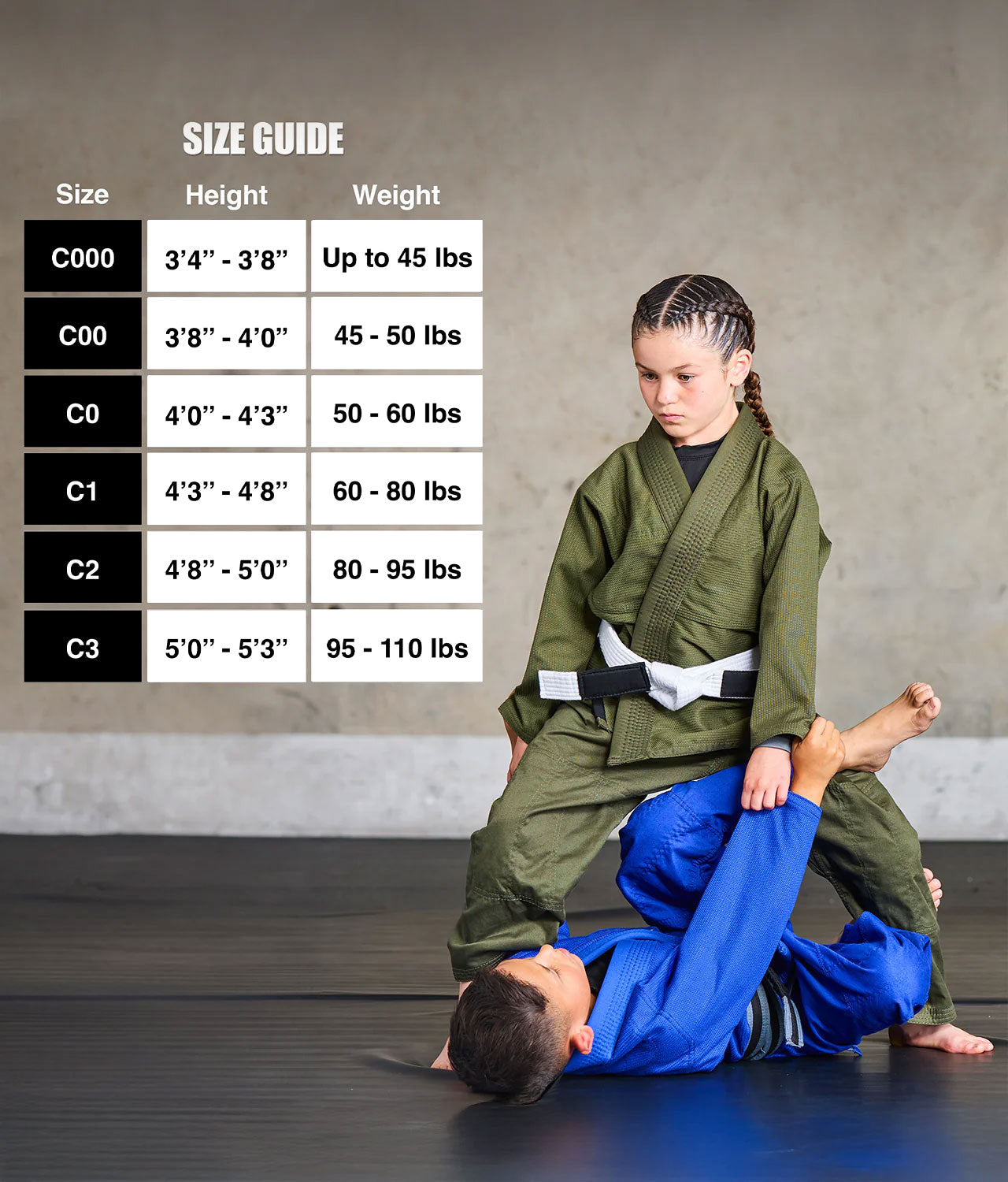 elite essential blue girls jiu jitsu gi size chart