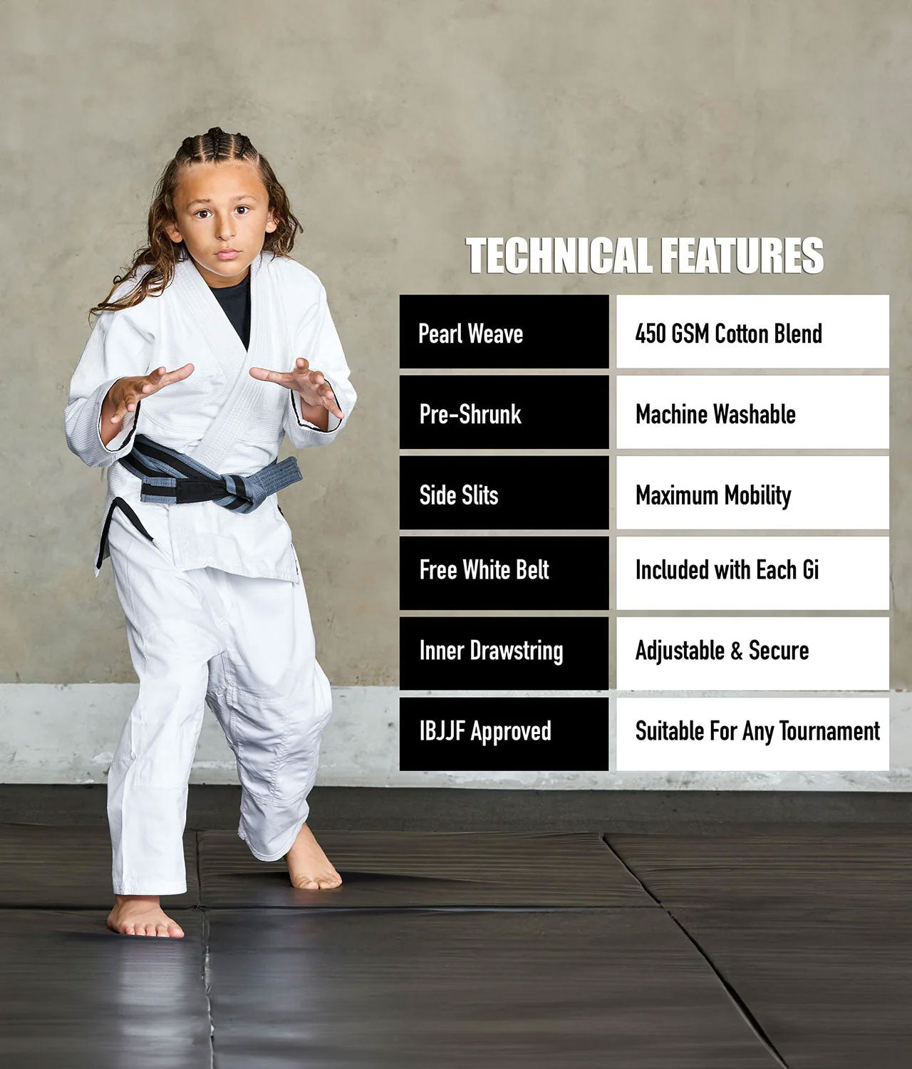 Kids' Essential White Brazilian Jiu Jitsu BJJ Gi