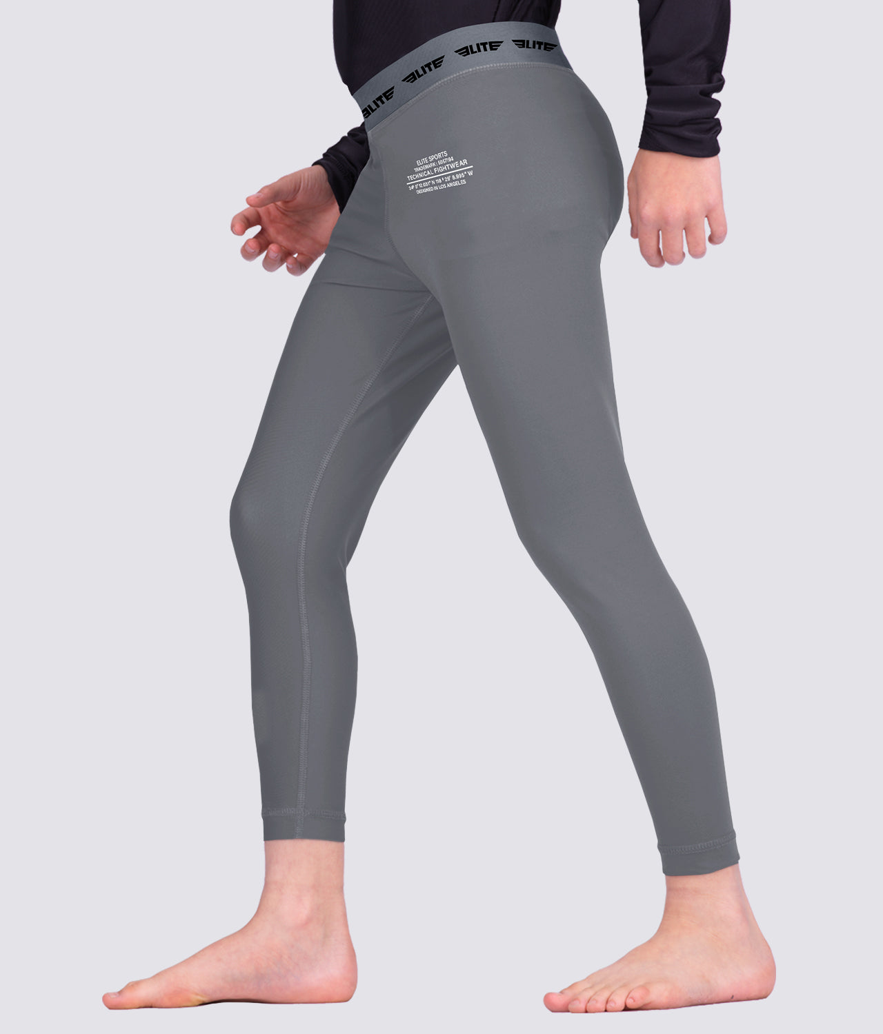 Elite Sports Gray Kids Compression Bjj Spat Pants