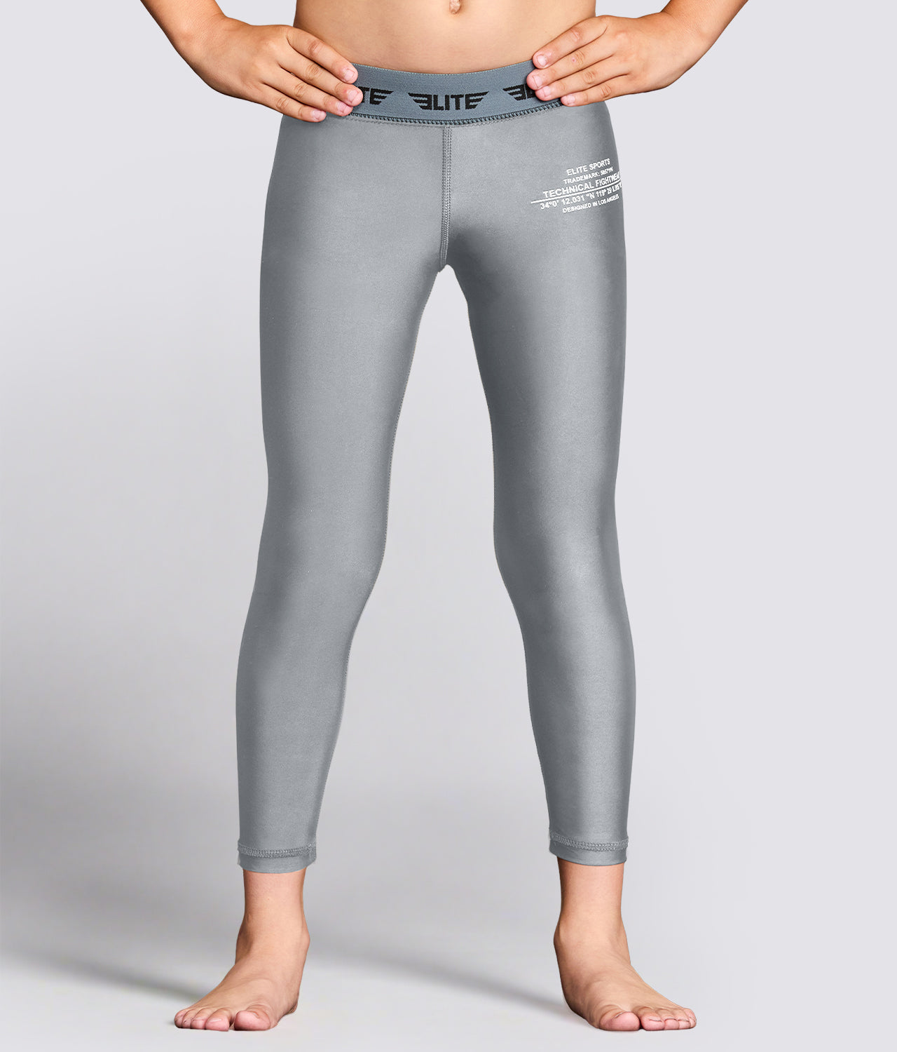 Kids' Plain Gray Compression MMA Spat Pants