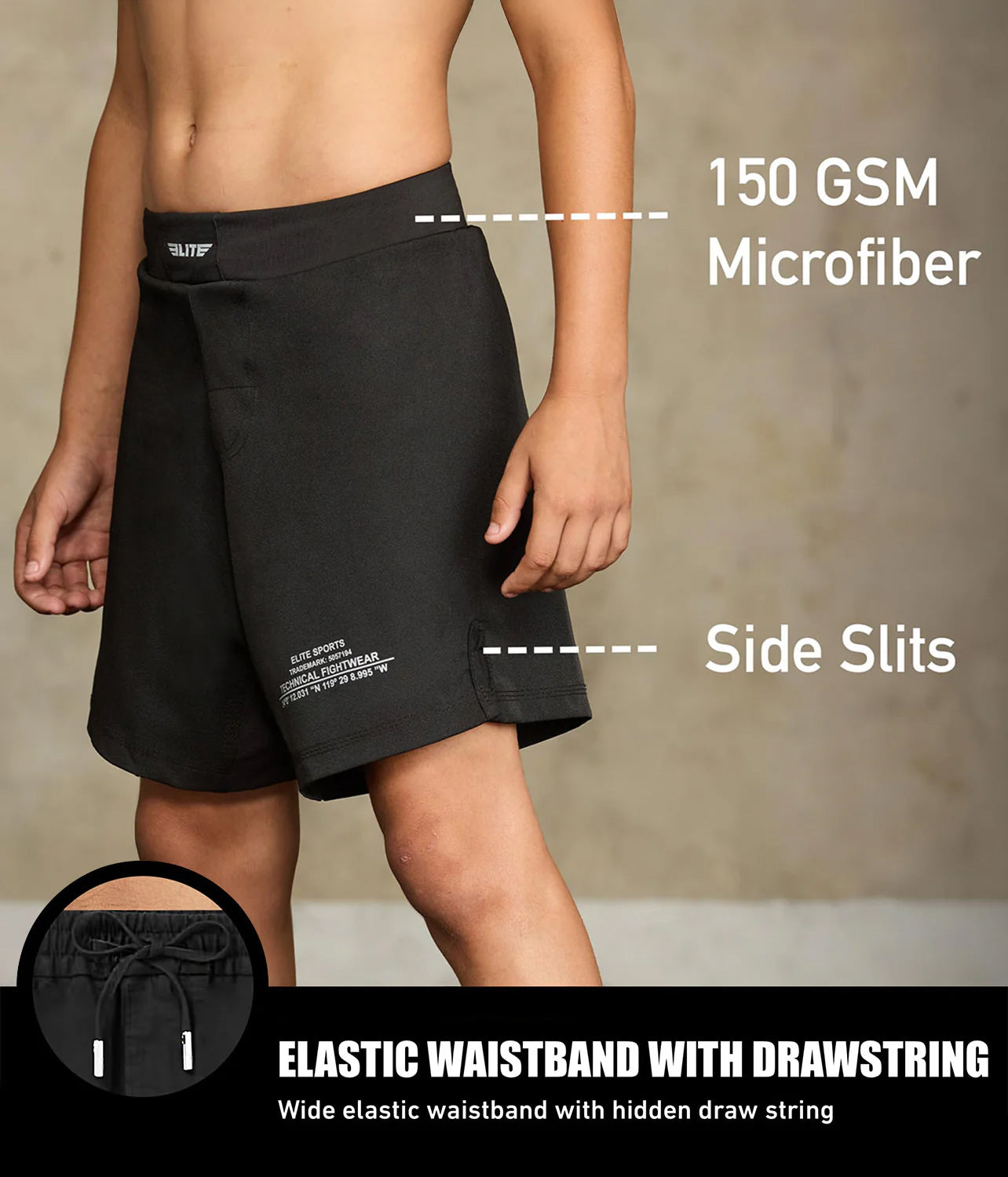 Kids' Black Jack Black No-Gi BJJ Shorts