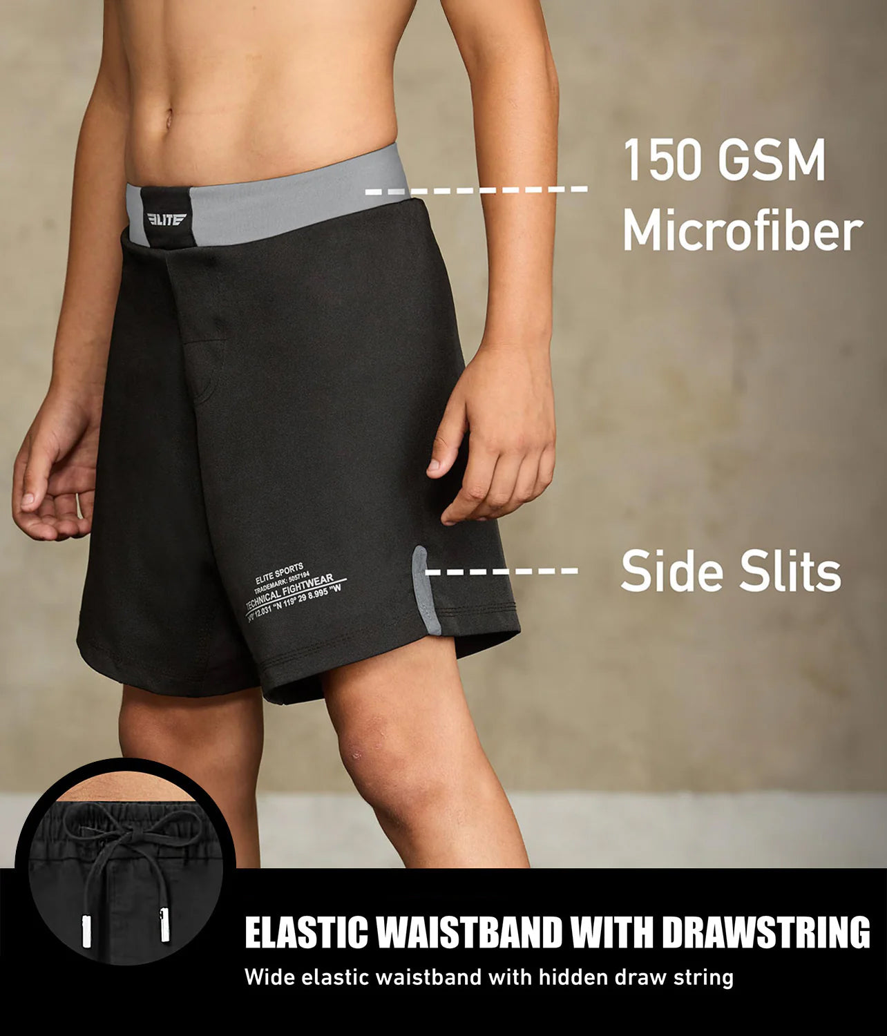 Black Jack Gray No-Gi Kids BJJ Shorts