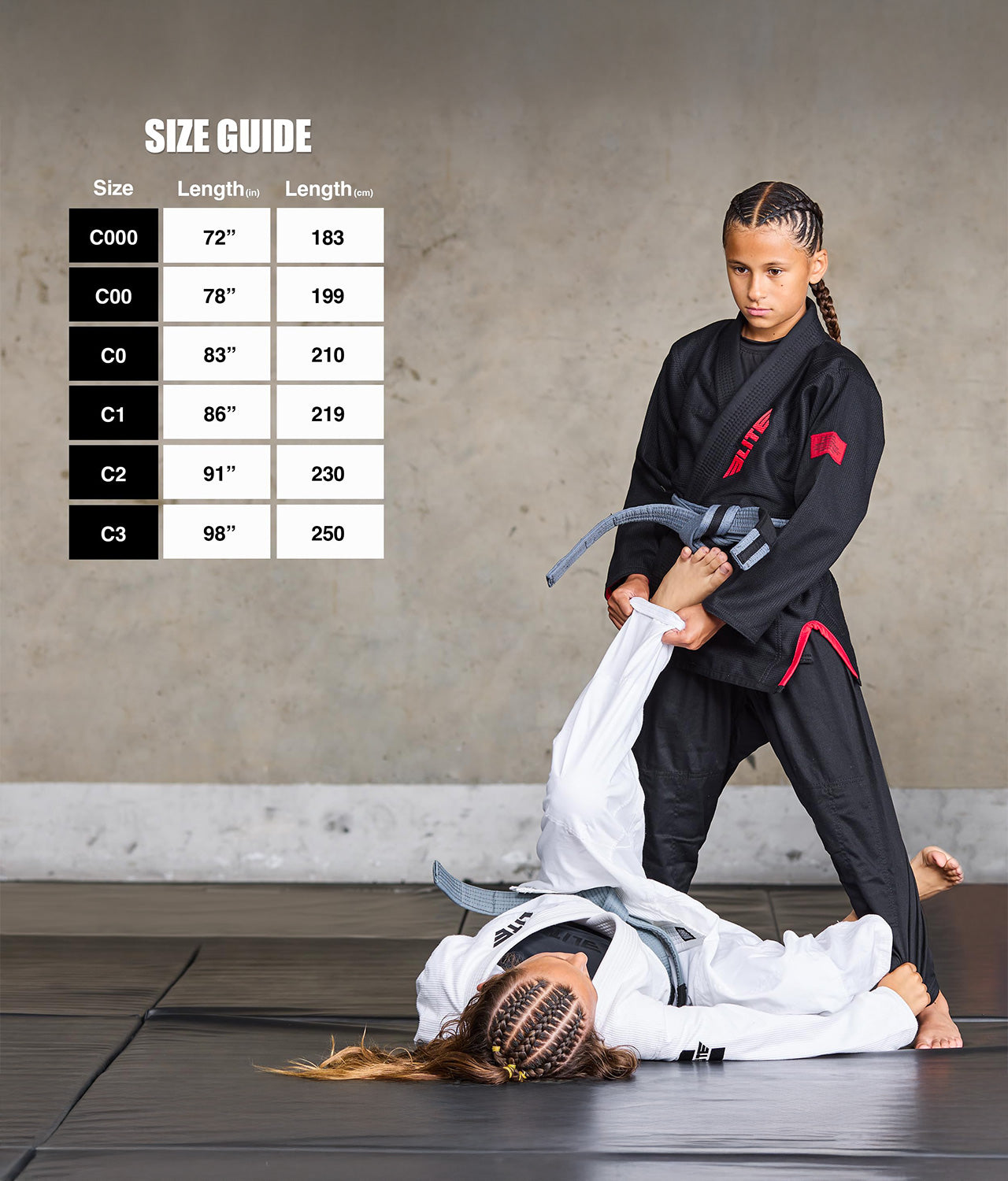 Kids' Brazilian Jiu Jitsu BJJ Gray/Black Belt