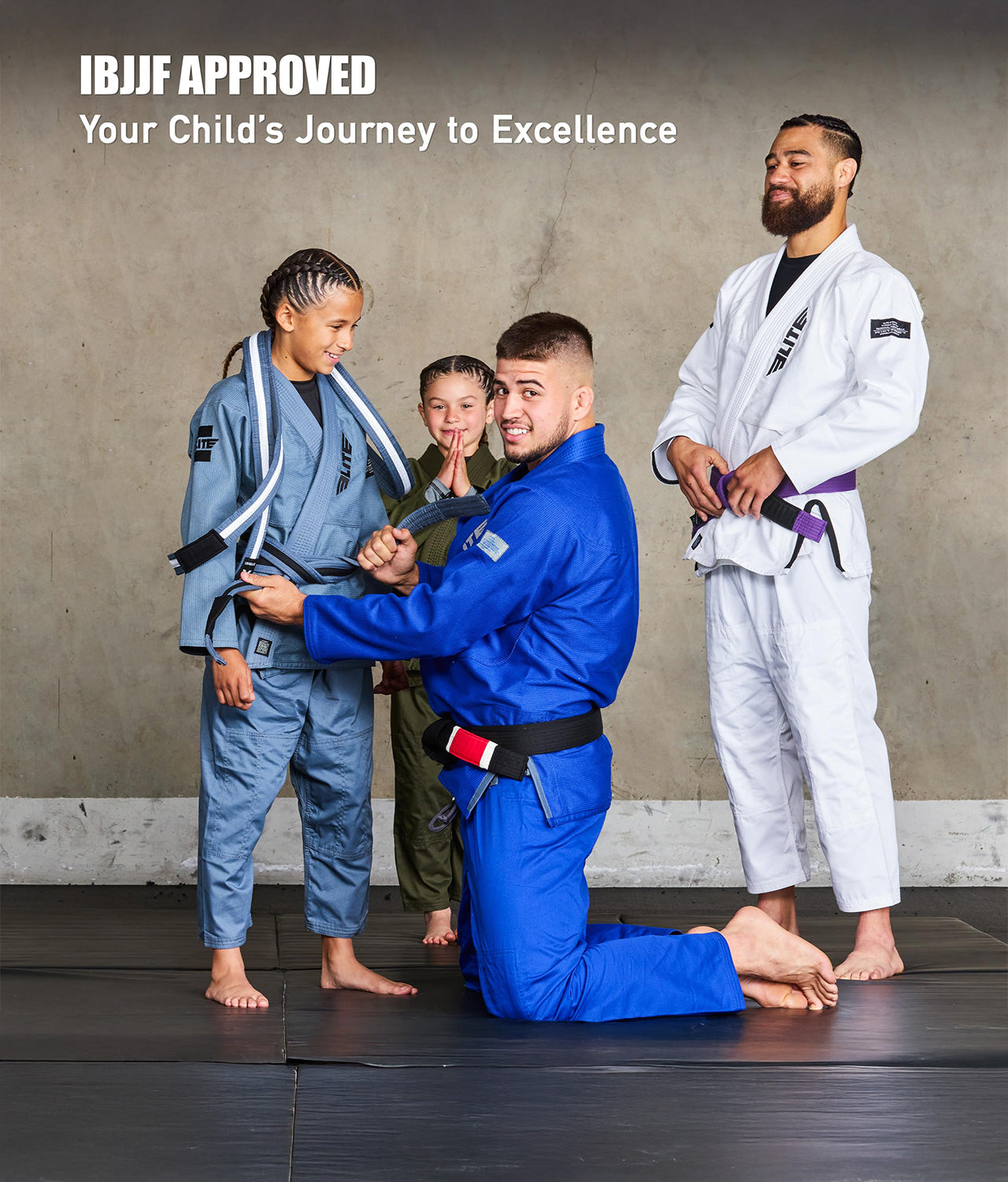 Kids' Brazilian Jiu Jitsu BJJ Gray/Black Belt