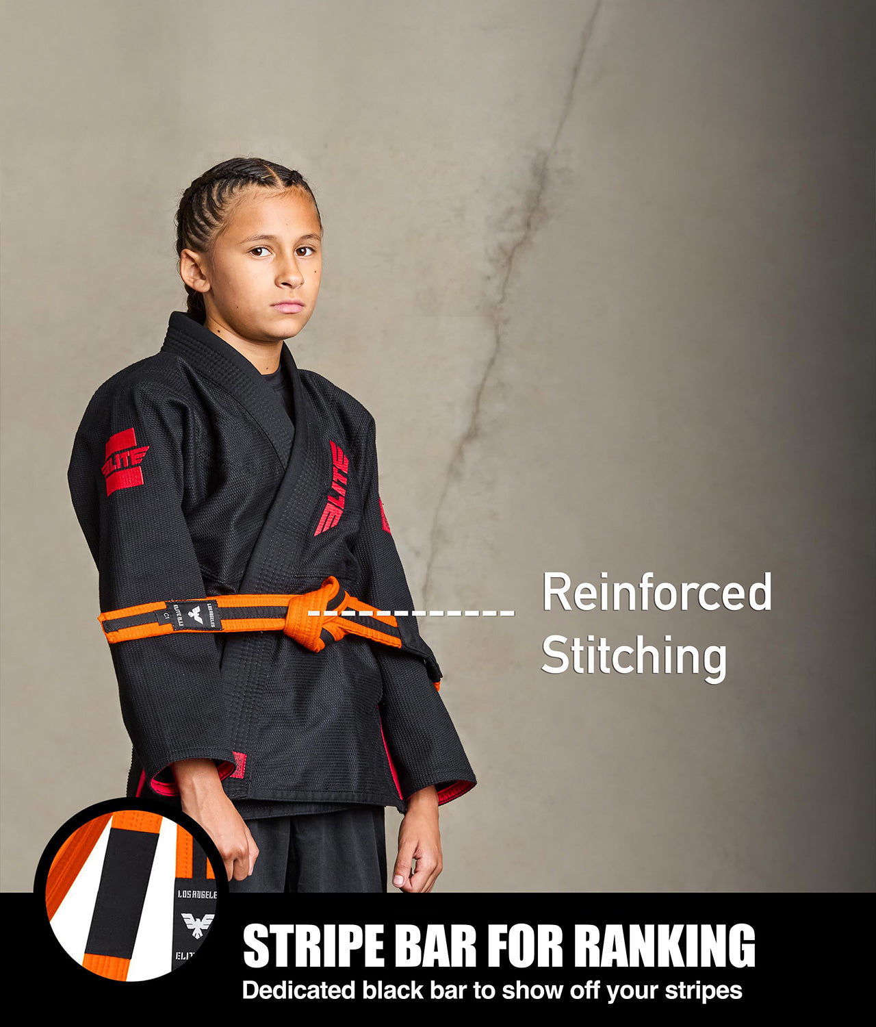 Kids' Jiu Jitsu BJJ Orange/Black Belt