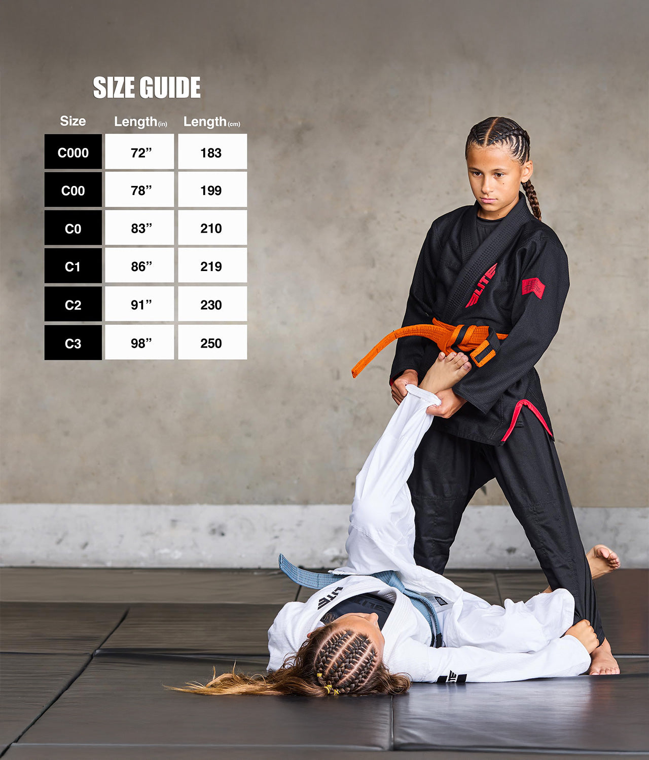 Kids' Brazilian Jiu Jitsu BJJ Orange/Black Belt