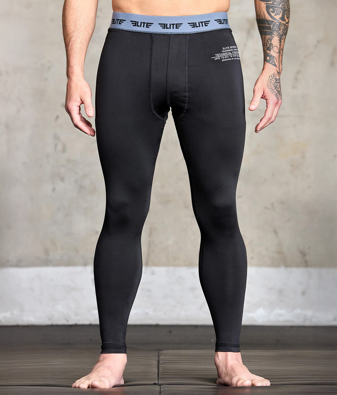 Men's Plain Black Compression No-Gi BJJ Spats