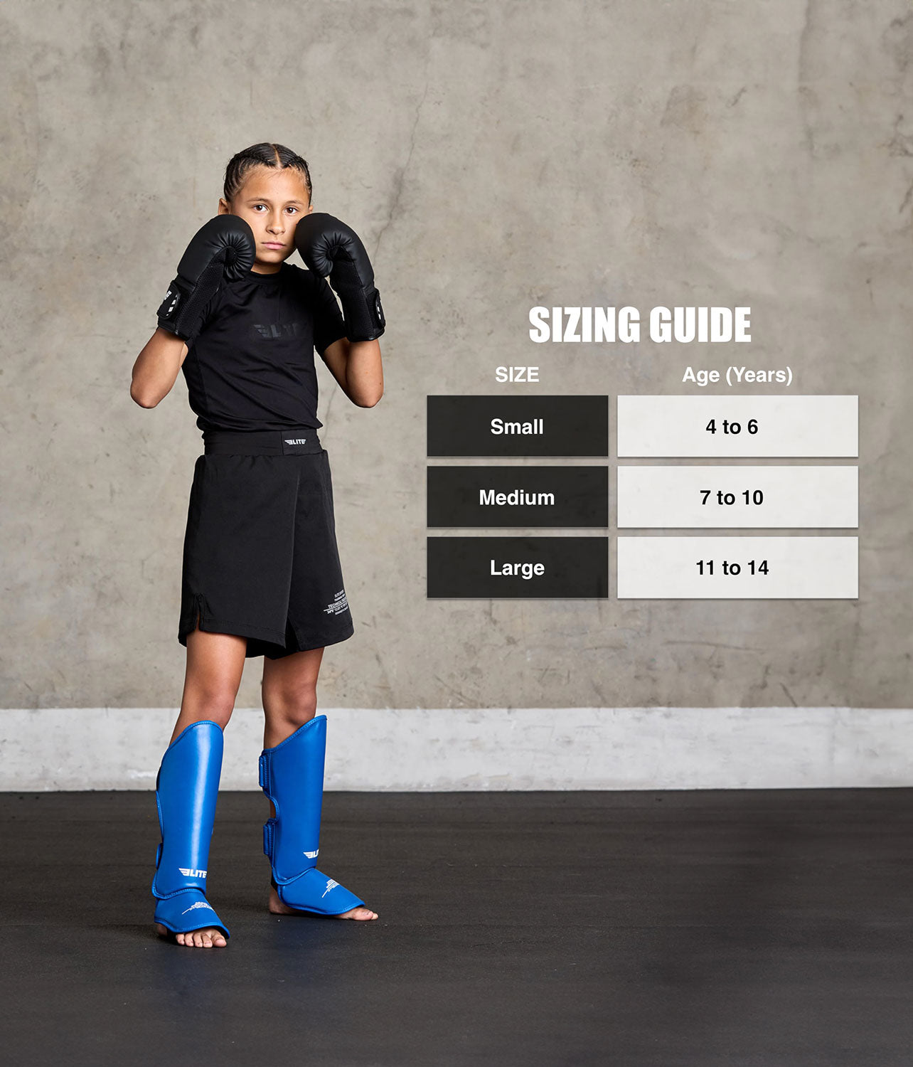 Kids' Plain Blue Boxing Shin Guards : 7 to 10 Years