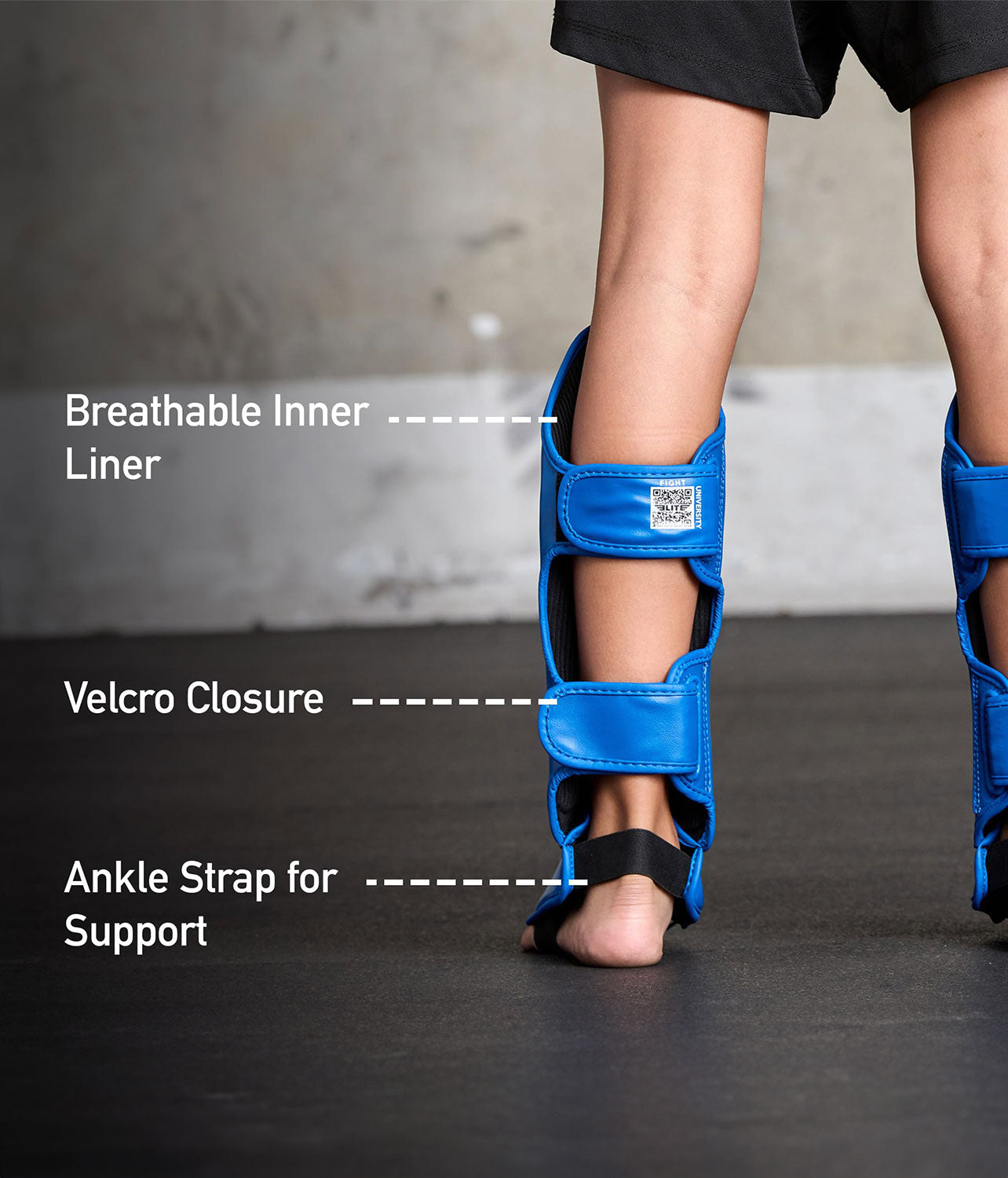 Kids' Plain Blue Boxing Shin Guards : 7 to 10 Years