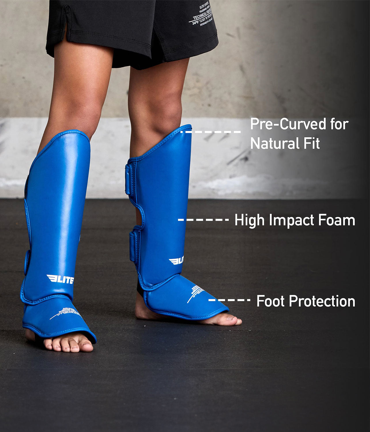 Kids' Plain Blue Boxing Shin Guard : 7 to 10 Years