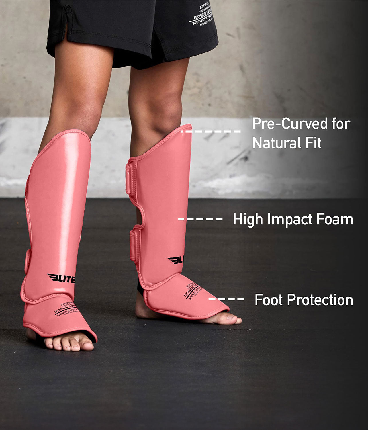 Kids' Plain Pink Boxing Shin Guard : 7 to 10 Years